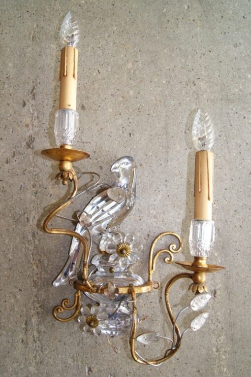 1970' Pair Wall Lamp has the Parakeet Style Baguès - Image 8