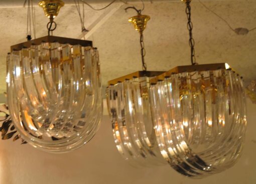 1970 ' 3 Gilted Iron and Lucite Chandeliers shape with shells entrelats lanterns Style Design With Sticker Orion - Image 4