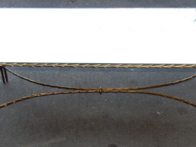 1950/70' Table Basse en Bronze Doré Décor Palmier Maison Charles 112 X 47 cm Double Montant