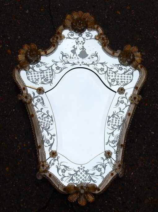 1950/70' Romantic Mirror Murano Mr et Mme H 87 x 59 cm