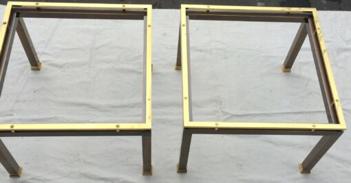70' pair of sofas brass and bronze - Image 2