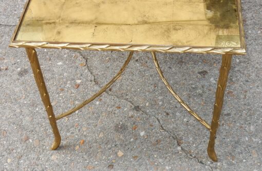 1950/70' Table Basse en Bronze Doré Décor Palmier Maison Charles 112 X 48 cm – Image 3