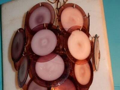 1970' Venini Bowl Purple Chandelier In The Style Of Vistosi 24 Pieces