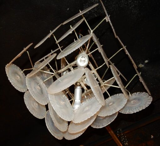 1950/70' Chandelier Vistosi, 35 Crystals Opalescents - Image 5