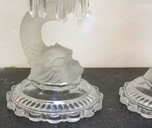 1950 Pair of Candlesticks Baccarat signed to the Delphins - Image 3