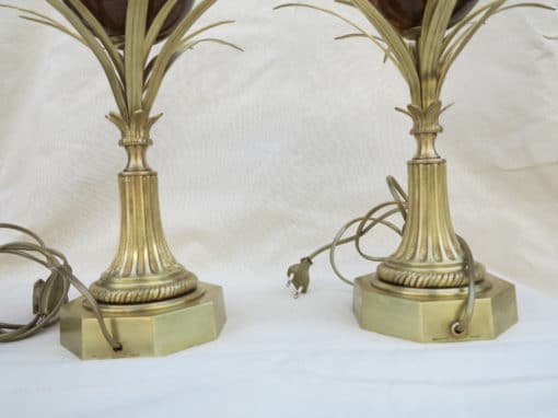 Pair of bronze lamps and egg amber way signed  Charles - Image 3