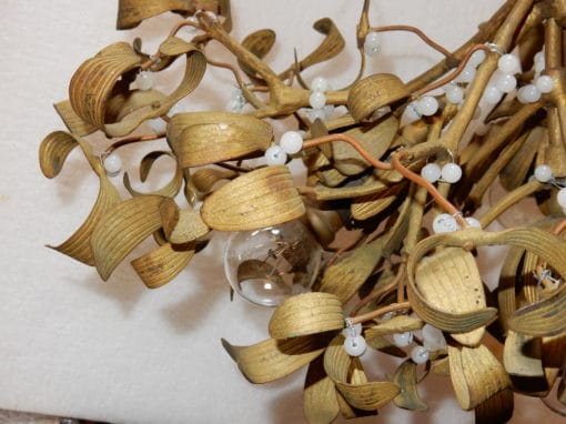 1900' Ball of Mistletoe Art Nouveau Bronze has 5 Bulbs and Pearls Opaline Diameter 45 cm - Image 5
