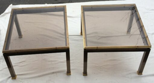 70' pair of sofas brass and bronze - Image 7