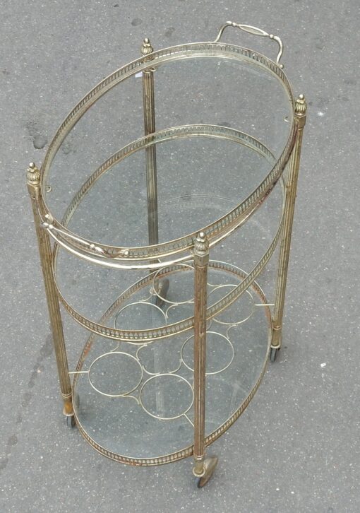 1950/70 Rolling Bar Silvered Brass Maison Bagués 3 Levels - Image 3