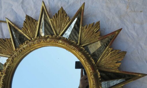 Miroir en étoile,bois doré et miroir oxydé – Image 7