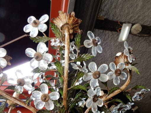 1970 "Chandelier  Painted Green and White patined Iron in the Style of Maison Bagués - Image 2