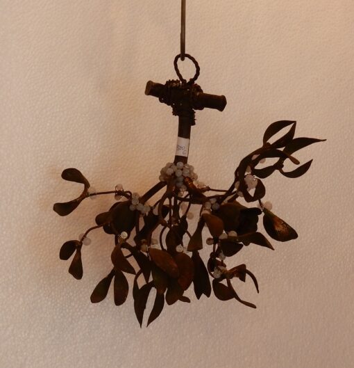 1900' Lustre Boule de Gui en Bronze Art Nouveau a 2 Lampes  Diametre 34 cm