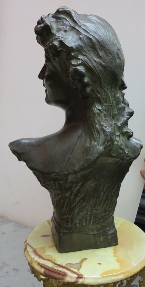 1900, Jef Lambeaux Bronze Dark Patined Woman's Bust - Image 4