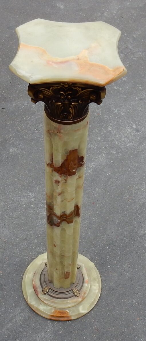 1970 'Onyx Column And Gilded Bronze Corynthian Style