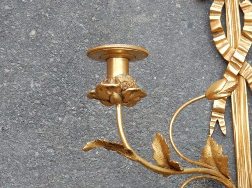 1950' Paire D'Appliques En Bronze Doré De Style LXVI – Image 4