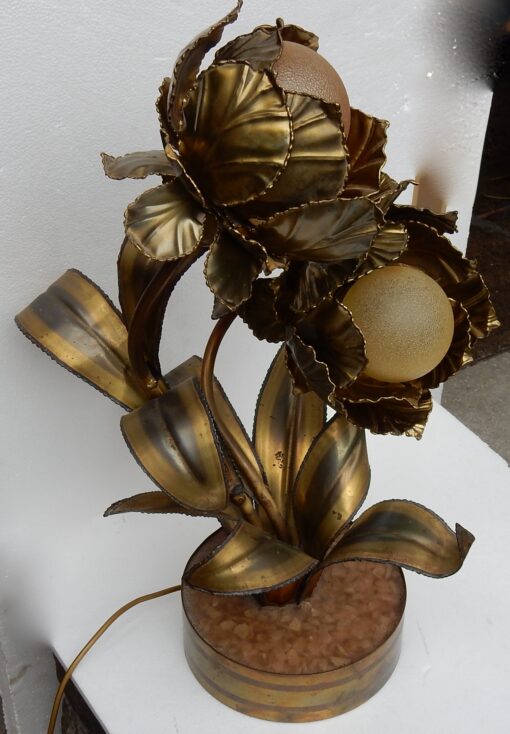 1970 "Plant Enlightening in Brass  Maison Jansen 2 Heads H 64 cm - Image 5