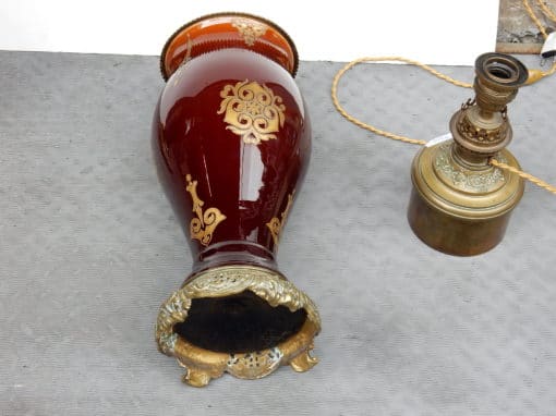 1880/1900 N3 lamps Pair of ceramic and bronze - Image 3