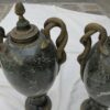 Pair of cassolettes N3 marbles green and snakes in bronze - Image 3