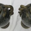 Pair of cassolettes N3 marbles green and snakes in bronze - Image 5