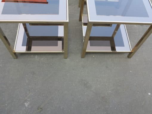 1970'  Four Tables End of Sofa  with Tops in Smoked Frame Mirror 50X 50 cm - Image 4