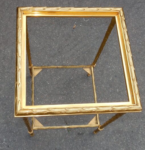 1950/70' Paire de Bouts de Canapés  en Bronze Doré Décor Palmier Maison Charles 35 X 35 cm – Image 7