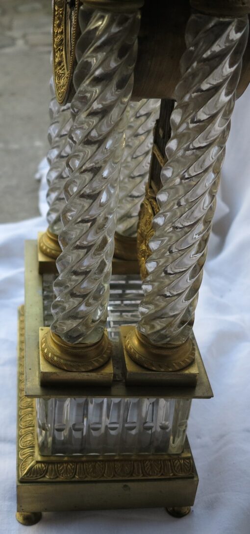 1830' Clock Portico Charles X Crystal Baccarat and Golden Bronze - Image 7