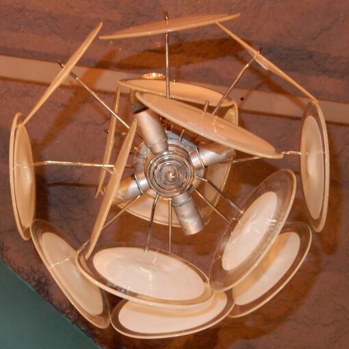 1970'  Venini White Bowl Chandelier in the Style of Vistosi 16 pieces - Image 5