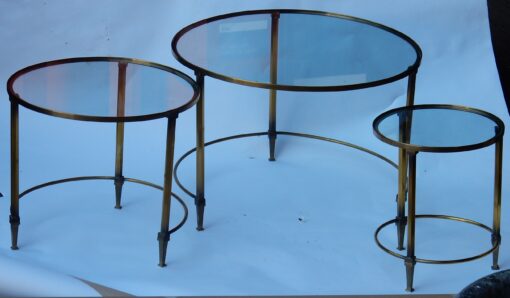 1950/70 Série de Tables Gigognes Rondes Maison Ramsay de Style en Laiton – Image 8