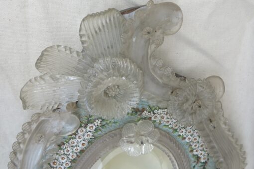 Murano Mirror Decorated with Flowers in Micromosaique - Image 3