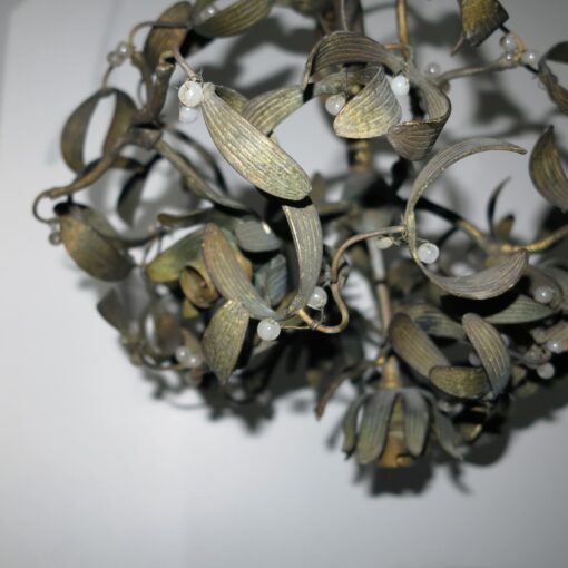 1900' Lustre Boule de Gui en Bronze Art Nouveau à 4 Lampes Diamètre 42 cm – Image 5