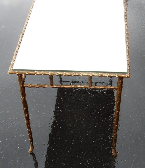 1950/70' Coffee Table Maison Charles, Top in Oxyded Gilted Mirror - Image 7