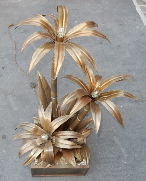 1970' Plante Éclairante en Laiton Maison Jansen 3 Têtes Style Baroque – Image 8