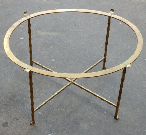 1950/70 Coffee Table Tray Lacquer of China Maison Bagués in Brass Bambou Deco Feet Claw - Image 4