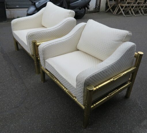 1950/70 Paire de fauteuils laiton doré design italien modele bambou – Image 5