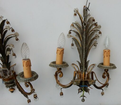 1950-1970 Pair of Sconces with Pinapple Leaves in the Style Maison Baguès - Image 4