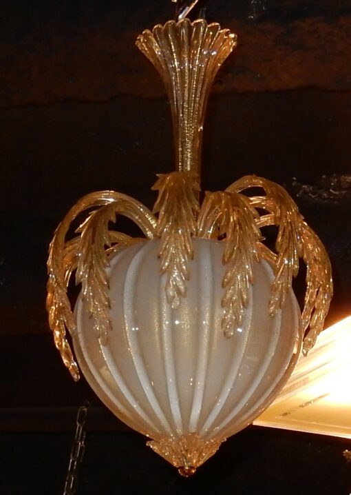 1950/70 Chandelier Murano Crystal and Gold Inclusion, Pineapple Form by  Barovier & Toso