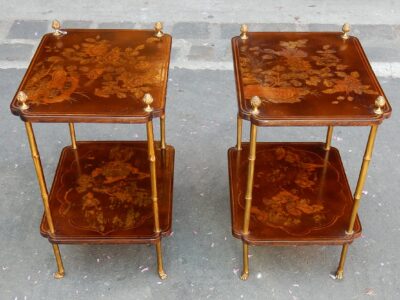 1950/70'  Pair of End of Sofa in the Style of Maison Bagués Lacquer of China 45 X34 cm