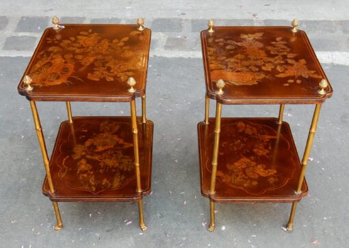 1950/70'  Pair of End of Sofa in the Style of Maison Bagués Lacquer of China 45 X34 cm