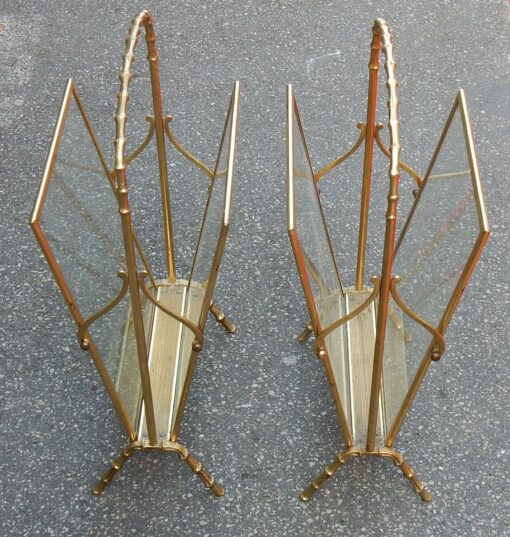 1950/70' Paire de Porte Revues Style Maison Baguès Modèle Bambou en Laiton Poli – Image 3