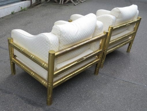 1950/70 Paire de fauteuils laiton doré design italien modele bambou – Image 3