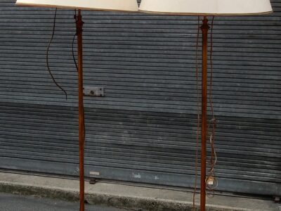 1940/50 ' Pair of Golden iron Lampposts Style Maison Ramsay
