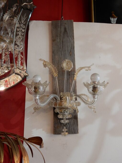 1920/50' Sconces pair Murano crystal  with 2 lights arms  33H X 35 - Image 2