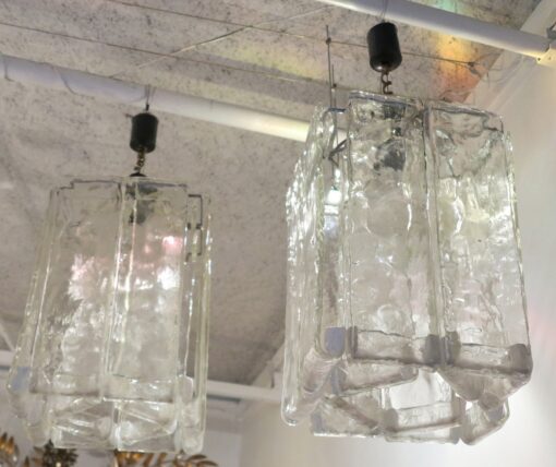 1950' Paire de Lustres Venini en Forme de Cage Cristal de Murano 43 x 32 x H 73 cm