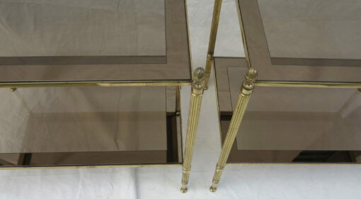 Pair of ends of sofas style Bagués bronze with smoked glass circumference mirror - Image 3