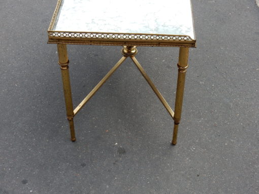 1970' Table Basse en Bronze Avec Entretoise Maison Baguès Avec Plateau Miroir Oxydé 90 X 45 cm – Image 6