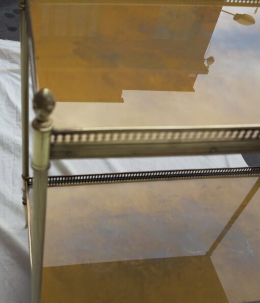 1950/70' Shelf in brass with gallery Maison Bagués 2 trays with oxyded gilted mirrors - Image 6