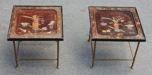 1950/70'  Pair of End of Sofa in the Style of Maison Baguès Lacquer of China 42 X42 cm - Image 2