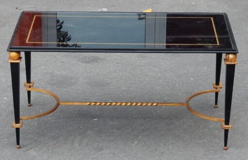 1950' Table Basse en Fer Peint et Doré à l'Or Style G. Poillerat – Image 2