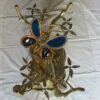 1970' Lighting Coffee table in the Bonsai on golden bronze sand dune Willy  Daro or Duval Brasseur with butterfly in bronze  and fly in blue agate - Image 4
