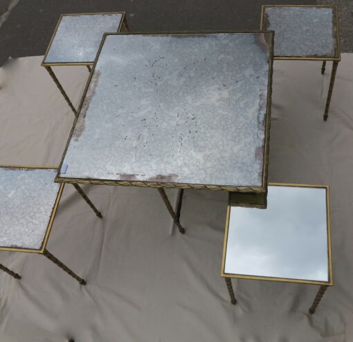 1950/70 ' Table with 4 tables additionnal in Gilted bronze Maison Bagues - Image 8